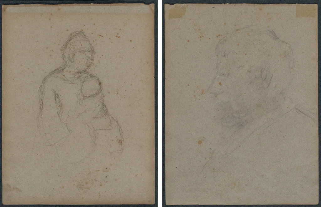 Mother and Child (recto); Profile Bust of a Man (verso), by Paul Gauguin, 1874