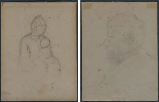 Mother and Child (recto); Profile Bust of a Man (verso), by Paul Gauguin