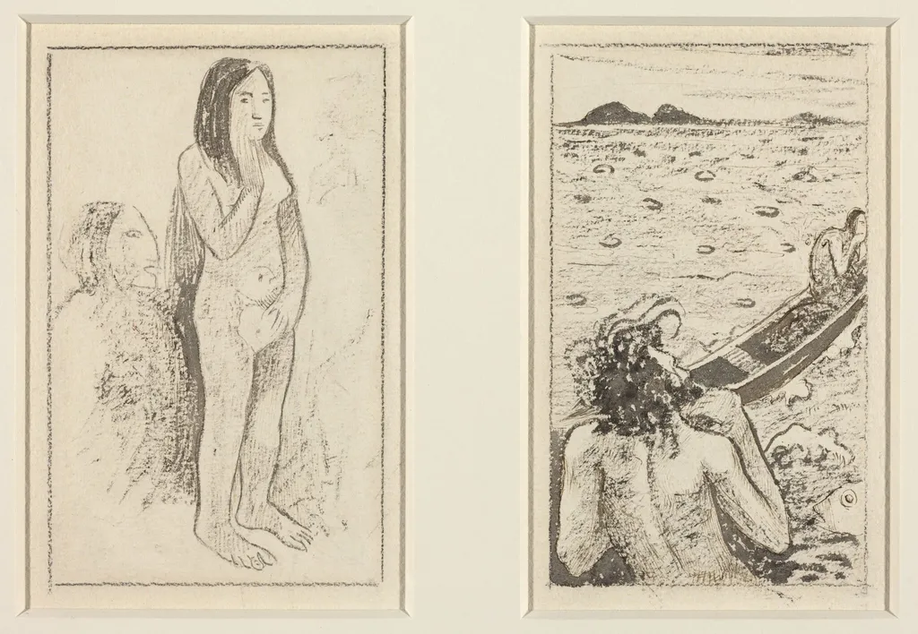 Parau No Te Varau Ino (left); Tahitian Legend (right), by Paul Gauguin, ink, 1892