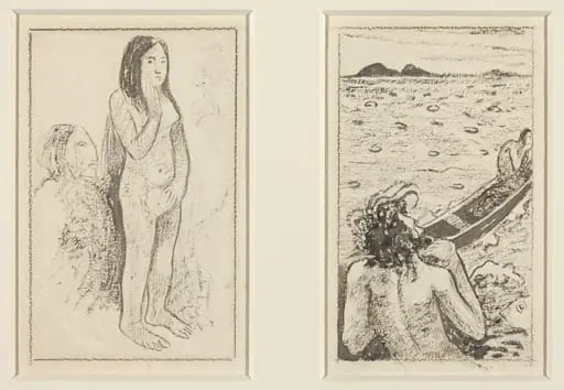 Parau No Te Varau Ino (left); Tahitian Legend (right), by Paul Gauguin