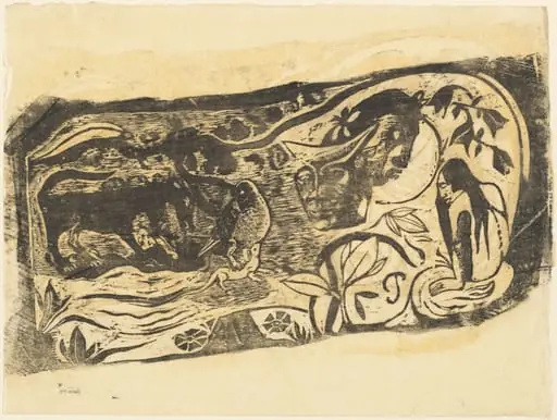 Plate with the Head of a Horned Devil (Planche au diable cornu), by Paul Gauguin