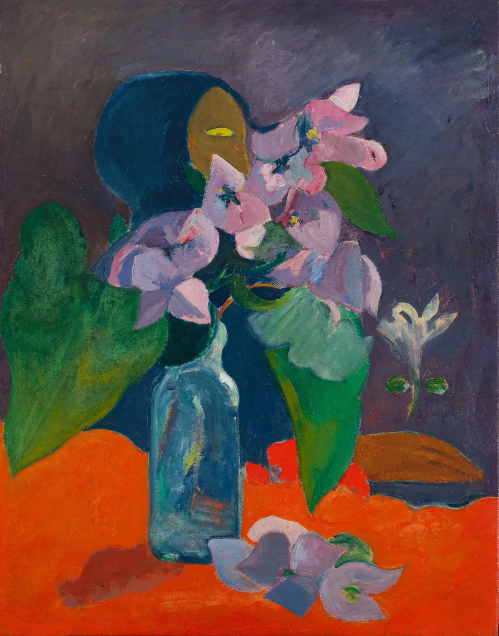 Still Life with Flowers and Idol, by Paul Gauguin, oil, 1896