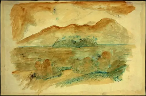 Tahitian Shore [verso], by Paul Gauguin