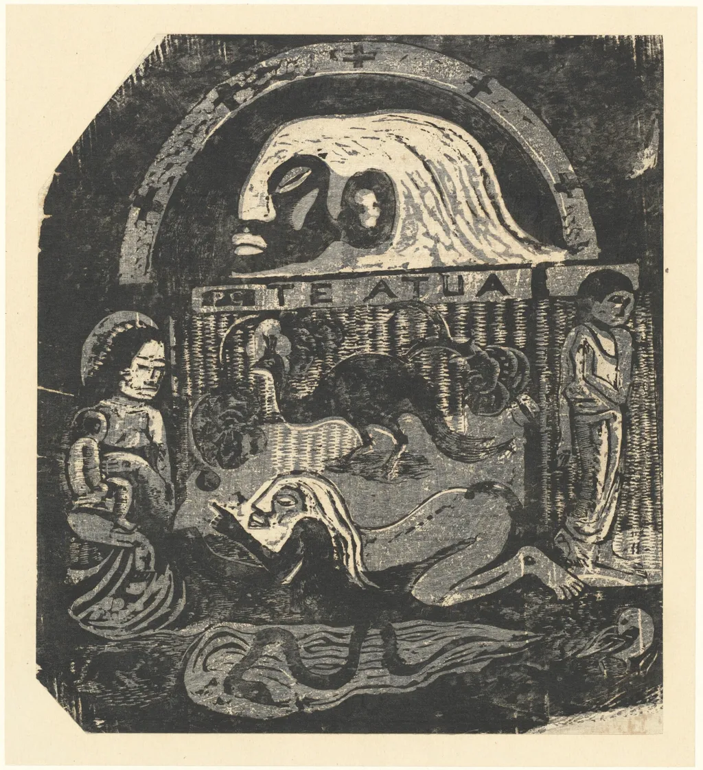 Te Atua (The Gods) Small Plate, by Paul Gauguin, ink, 1898