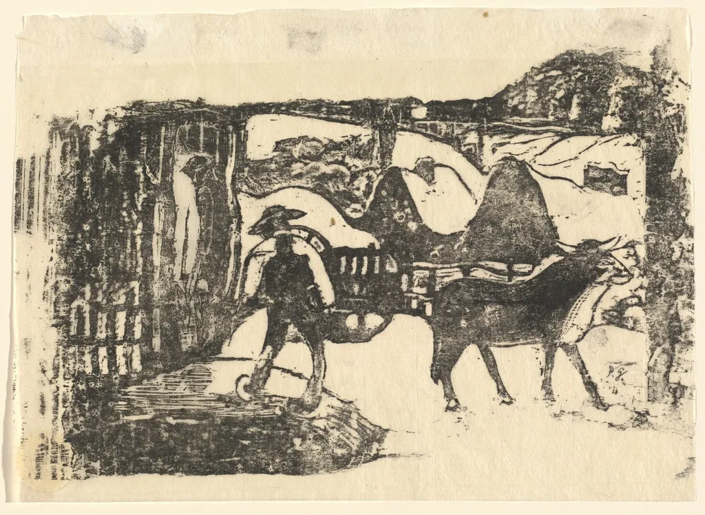 The Ox Cart (Le char a boeufs), by Paul Gauguin, ink, 1898