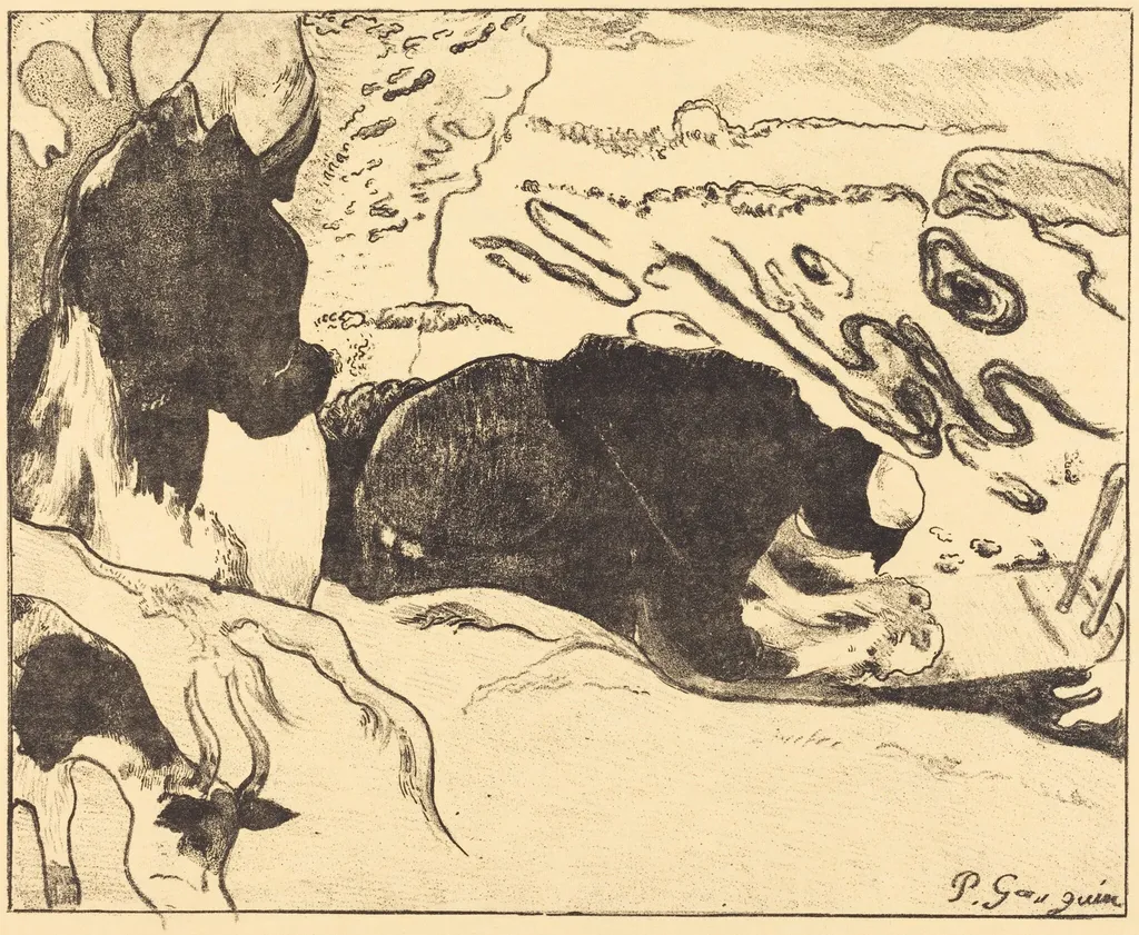 The Washerwomen (Les laveuses), by Paul Gauguin, ink, 1889