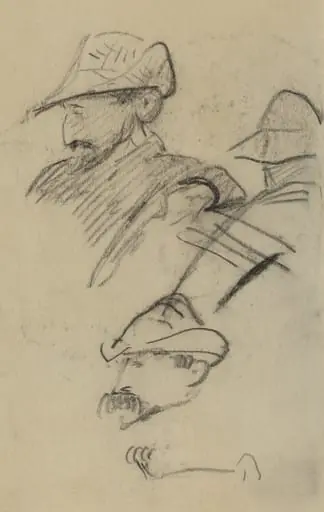 Three Studies of a Man Wearing a Hat [recto], by Paul Gauguin