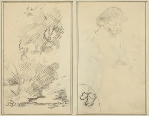 Trees; Sketch of Breton Boy [verso], by Paul Gauguin