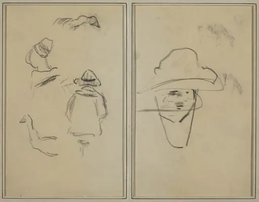 Two Breton Figures and Studies of Two Geese; Man Wearing Hat [verso], by Paul Gauguin