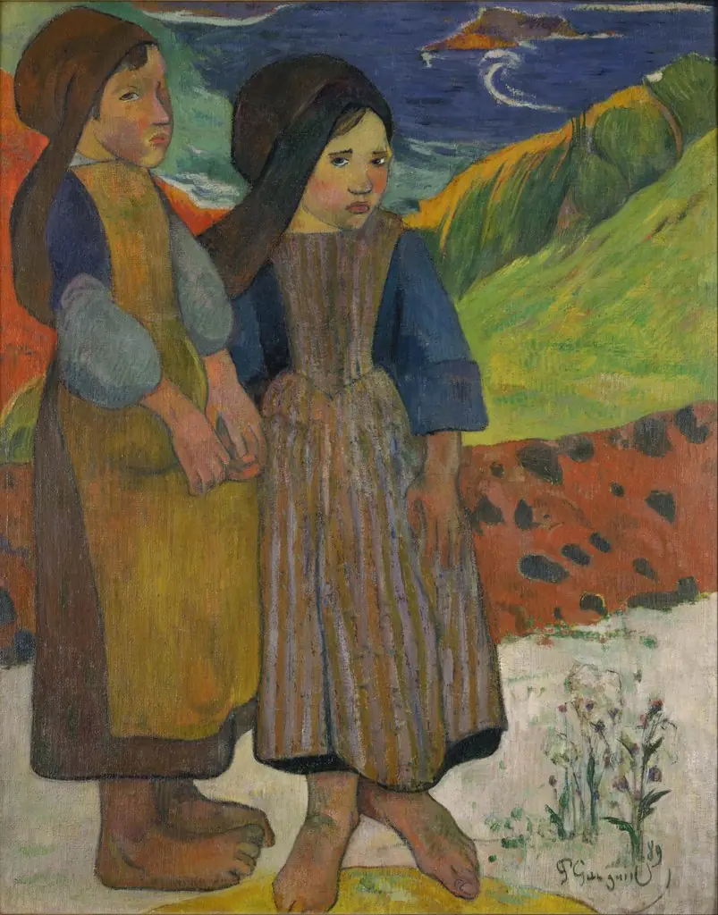 Two Breton Girls by the Sea, by Paul Gauguin