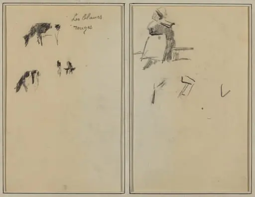 Two Cows; A Seated Breton Woman [verso], by Paul Gauguin