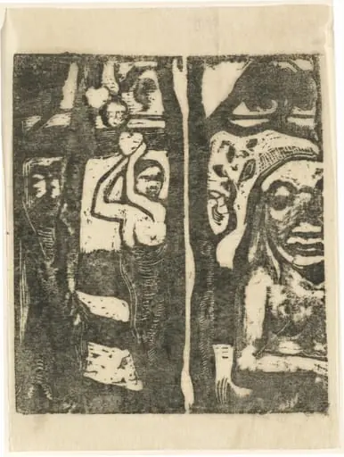 Woman Picking Fruit and the Savage (Femme cueillant des fruits et oviri), by Paul Gauguin