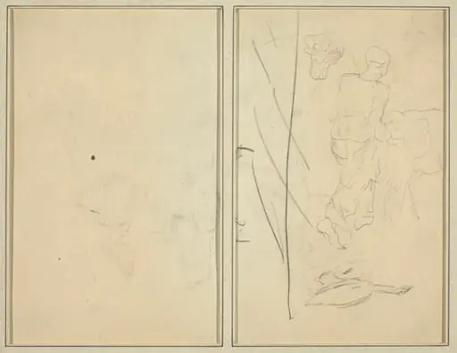 Woman with Cow, and Goose; Counterproof [verso], by Paul Gauguin