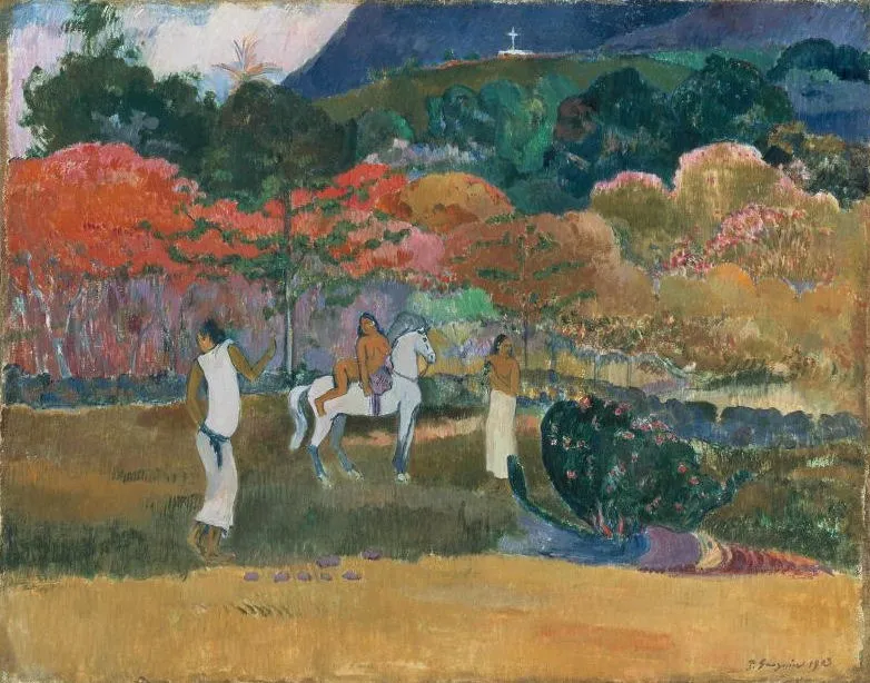 Women and a White Horse, by Paul Gauguin, oil, 1903