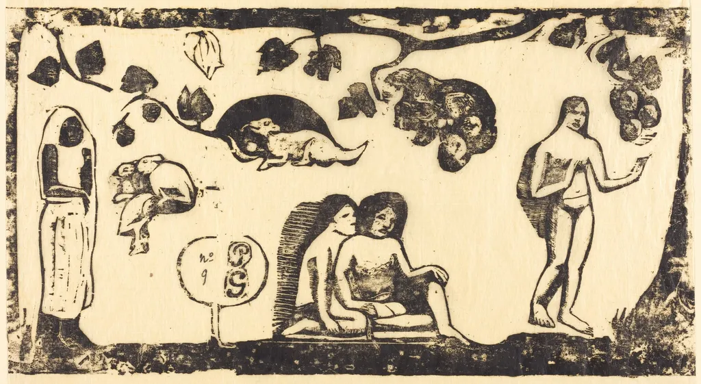 Women, Animals and Foliage (Femmes, animaux et feuillages), by Paul Gauguin, ink, 1895