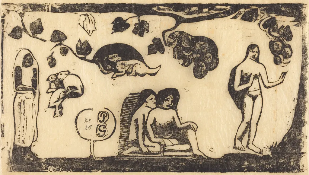 Women, Animals and Foliage (Femmes, animaux et feuillages), by Paul Gauguin, ink, 1895