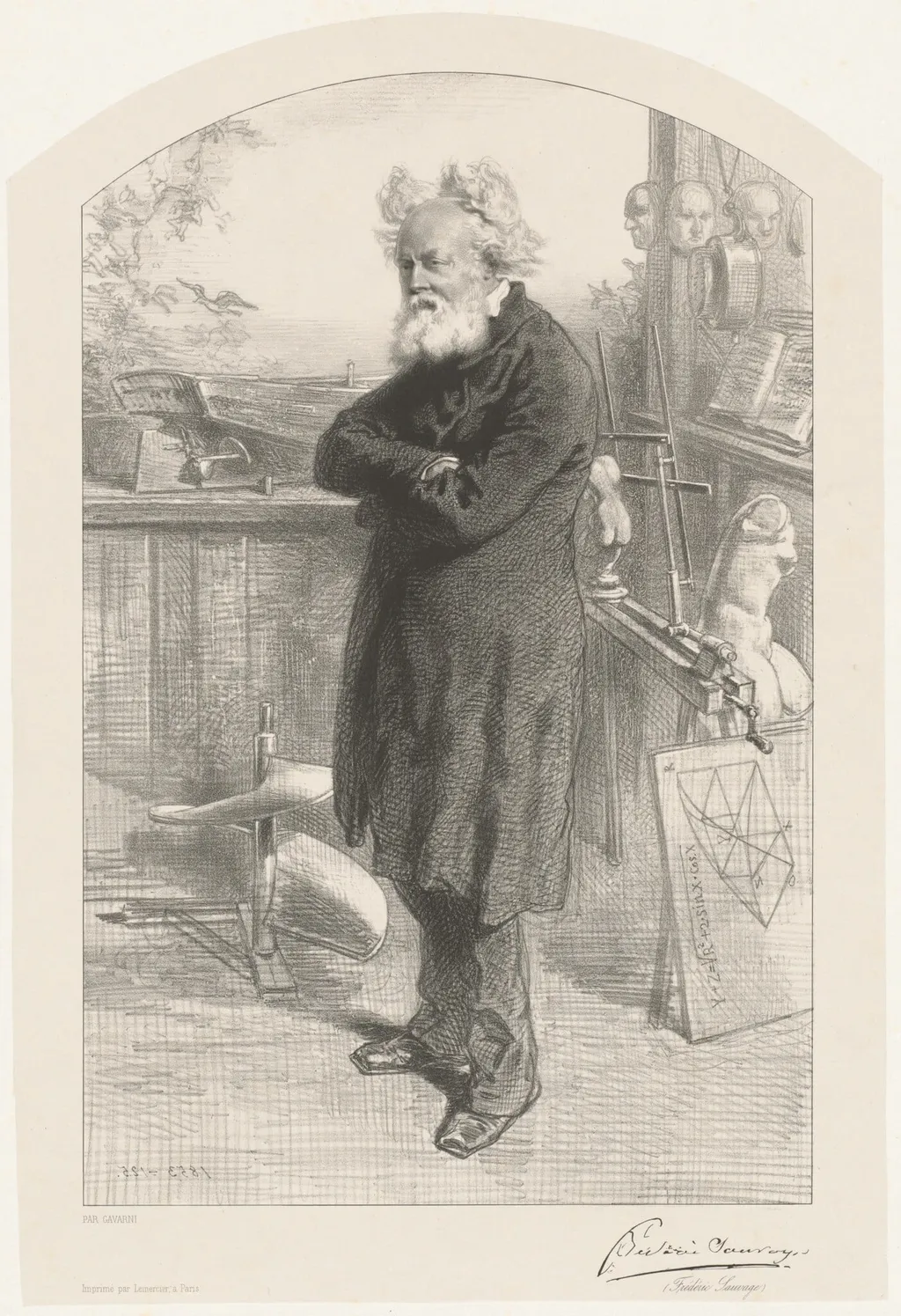 Frédéric Sauvage, by Paul Gavarni, ink, 1853