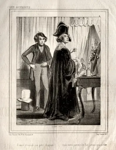 Les Actrices: J'avais demande un petit chapeau!, by Paul Gavarni