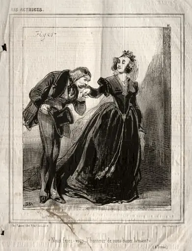 Les Actrices: Nous ferez-vous l'hommeur de nous baiser le main?, by Paul Gavarni
