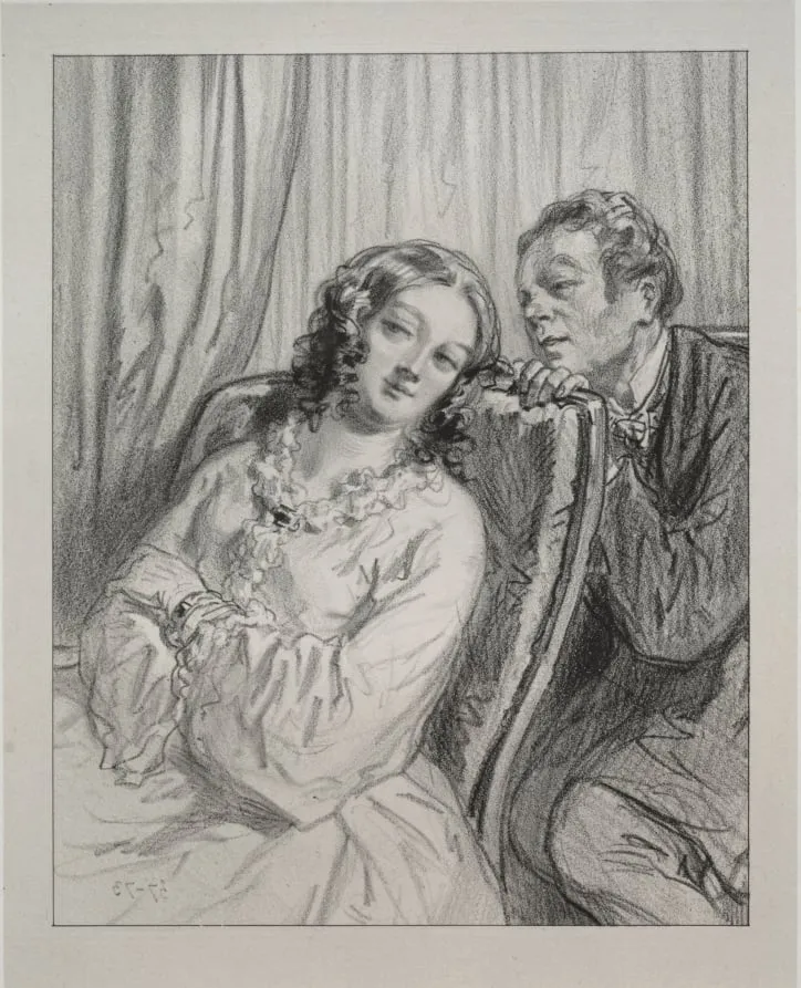 Masques et visages: Par-ci, par-la: M'ame Beauminet, ta majeste..., by Paul Gavarni, 1858