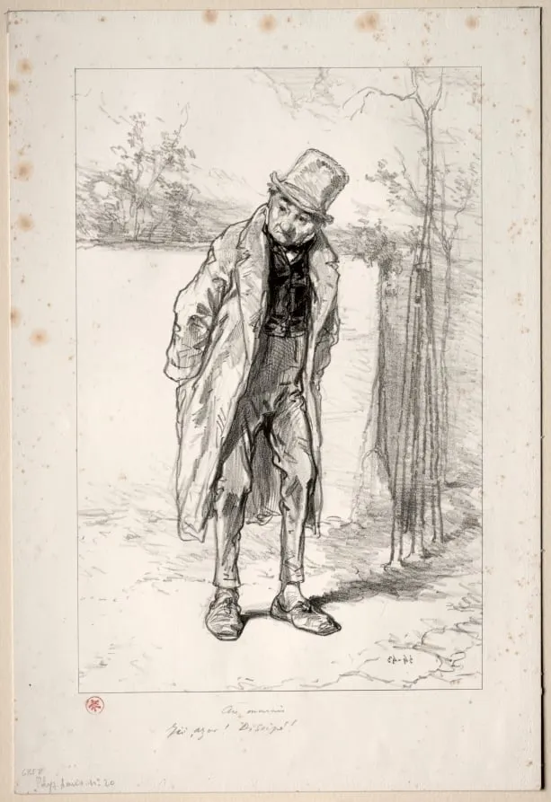 Physionomies Parisiennes: Au Marais. Ici, Azor! ici!, by Paul Gavarni, 1858