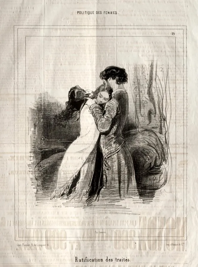 Politique des Femmes: Ratification des traités, by Paul Gavarni, 1843