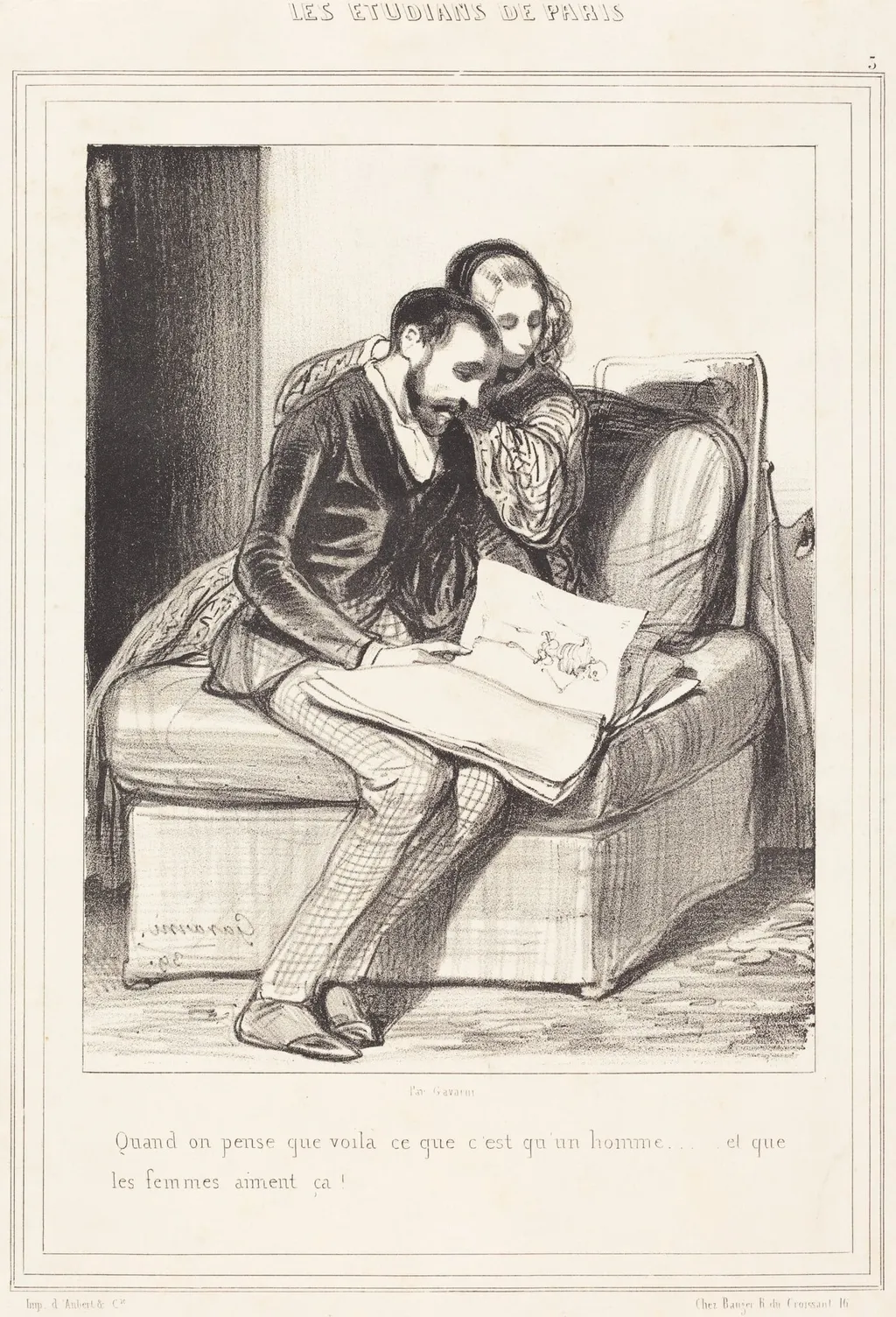 Quand on pense..., by Paul Gavarni, ink, 1839