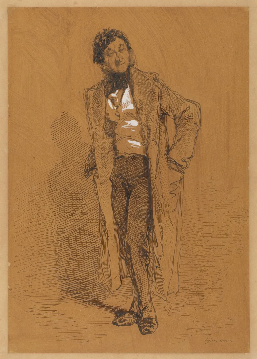 Standing Man, by Paul Gavarni, ink, 1835