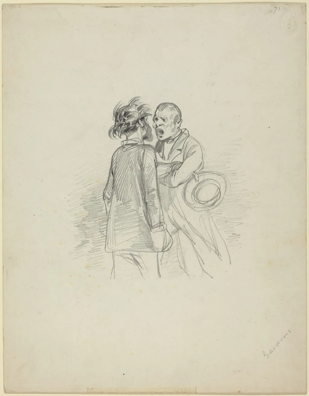 Two Men Arguing, by Paul Gavarni, graphite, 1835