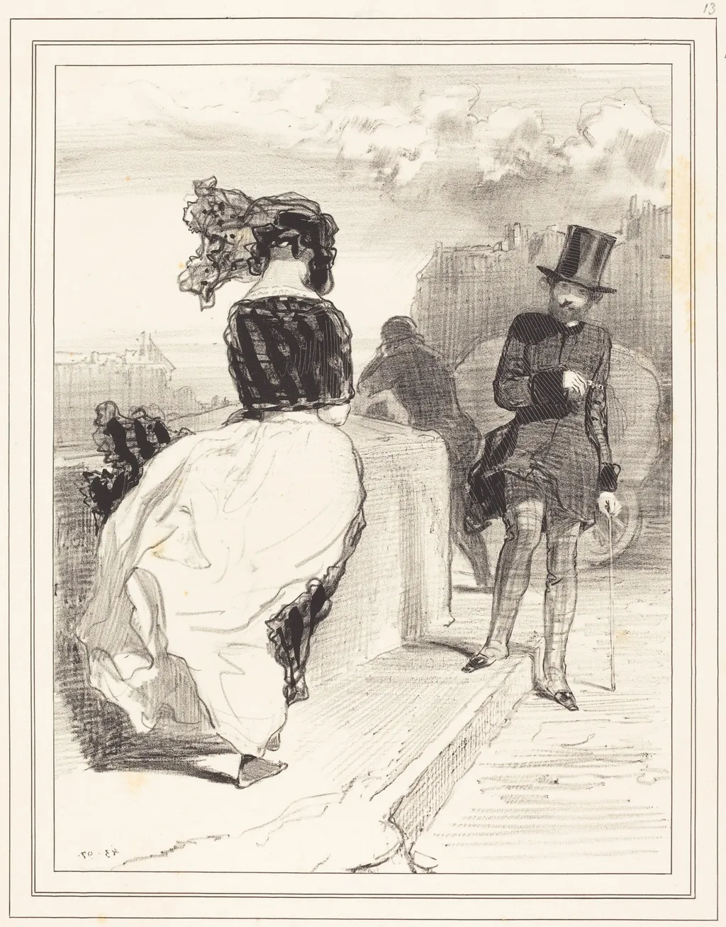 "Une de ces mines pudibones", by Paul Gavarni, ink, 1843