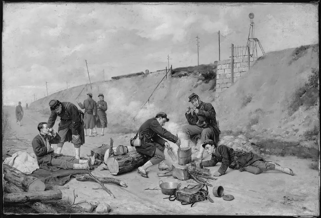 French Soldiers Resting, by Paul Grolleron