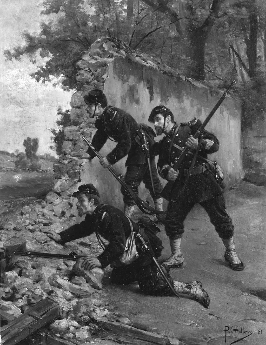 Soldiers at a Breach in a Wall, by Paul Grolleron, unspecified, 1891