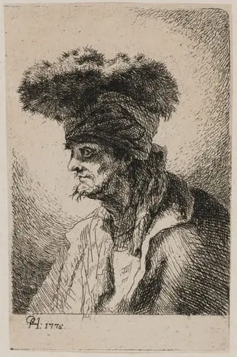Oriental with a Fur Hat, Looking Left, by Paul Haubenstricker