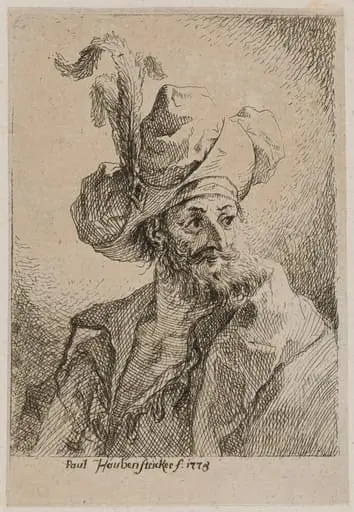 Oriental with a Plumed Hat, Looking Right, by Paul Haubenstricker