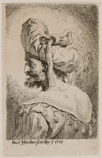 Oriental with a Soft Hat in Profile, Looking Left, by Paul Haubenstricker