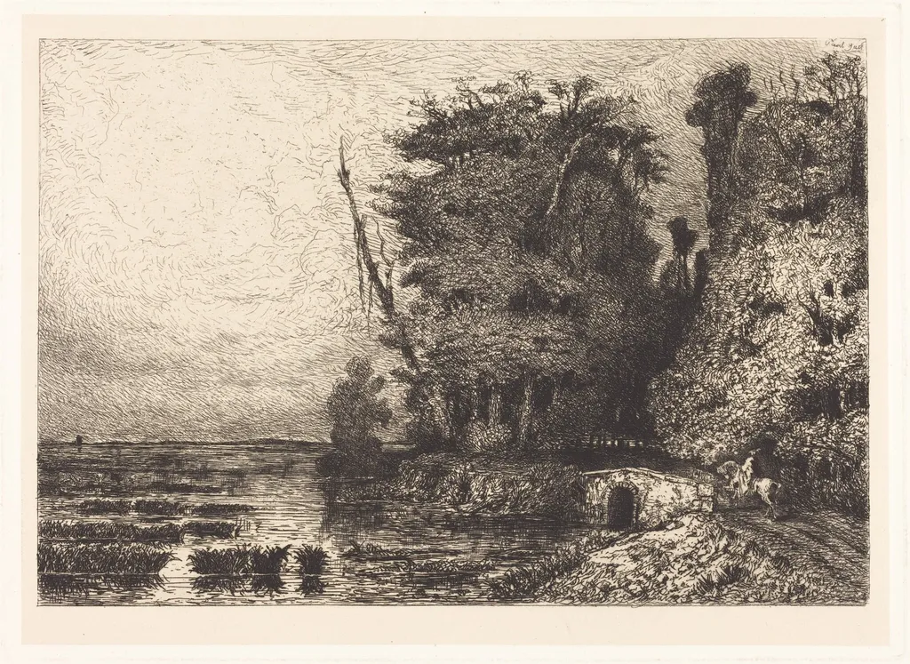 Orage à la Fin du jour, by Paul Huet, ink, 1868