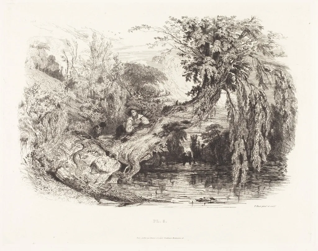 The Poacher, by Paul Huet, ink, 1834