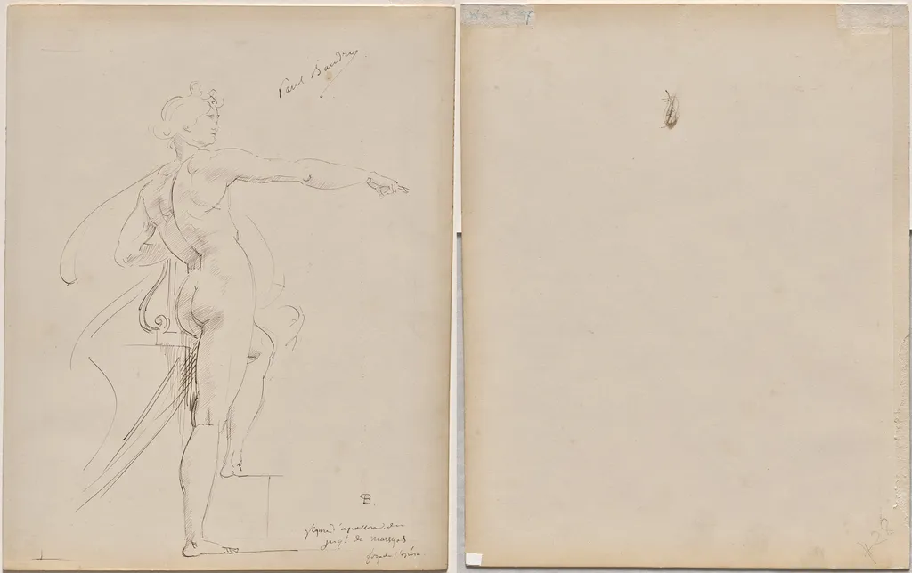 Study of Apollo for Marsyas (recto); Face in Profile (verso), by Paul-Jacques-Aimé Baudry, 1864