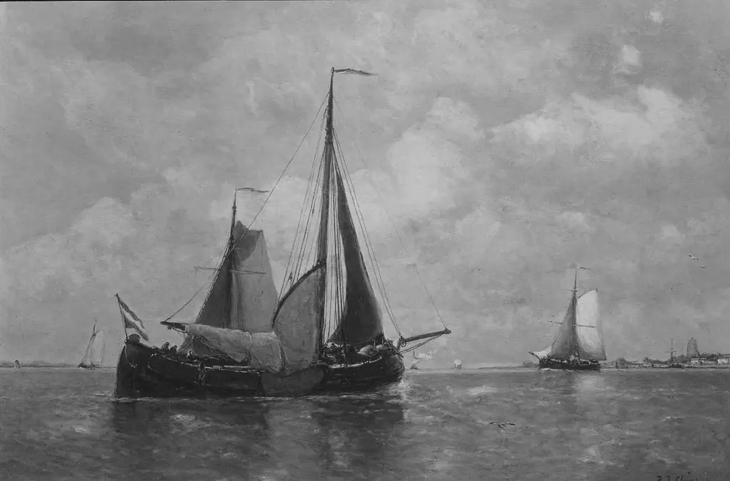 Ships on the River Waal, by Paul Jean Clays