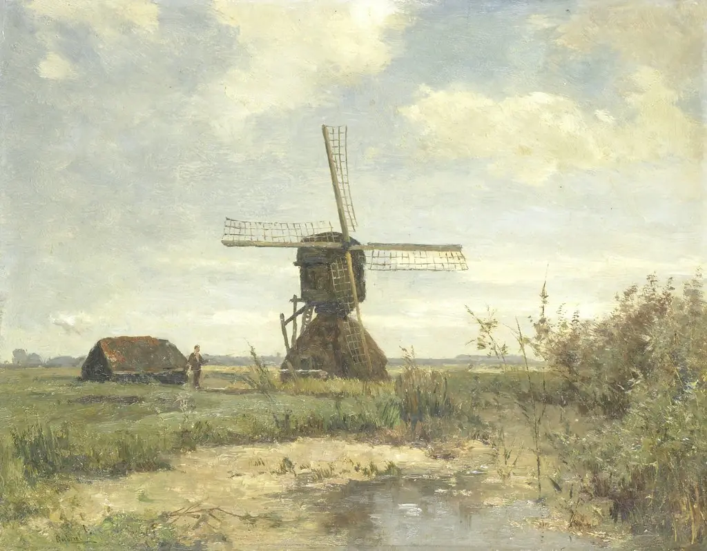 ‘Sunny Day’: a windmill on a watercourse