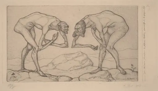 Zwei Männer, einander in höherer Stellung vermutend, begegnen sich (Two Men Meet, Each Believing the Other to Be of Higher Rank, by Paul Klee