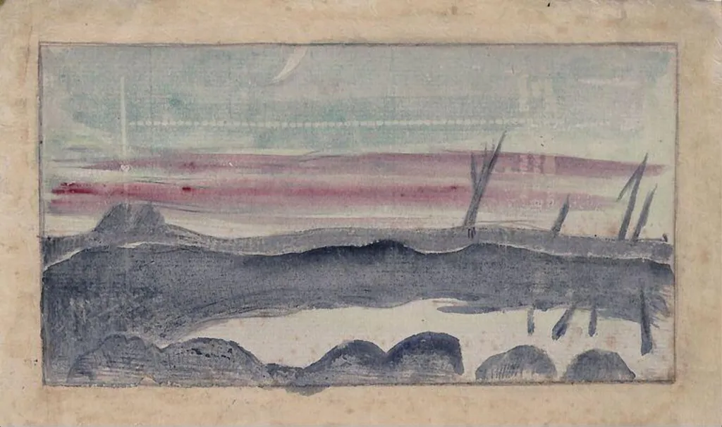 The Pool, Ypres Salient, by Paul Nash, watercolor, 1917