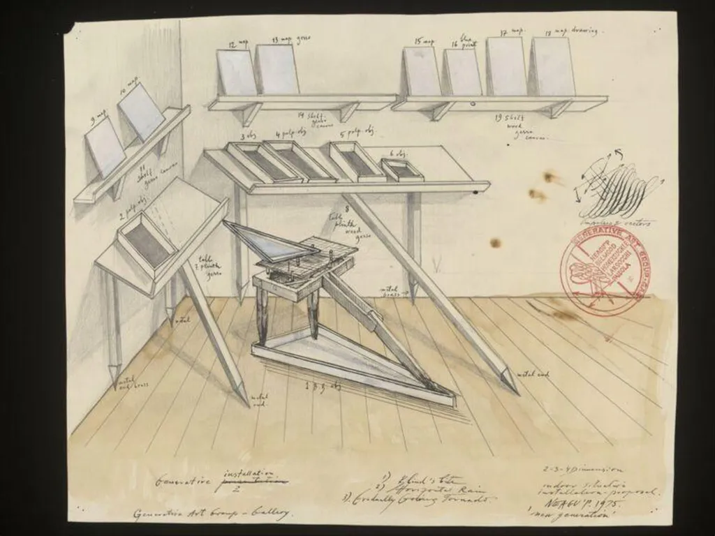 Drawing for The Subject, Generator, by Paul Neagu, 1975