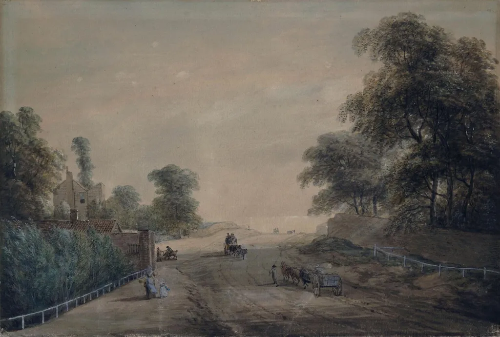 Bayswater Hill, by Paul RA Sandby, watercolor, 1750