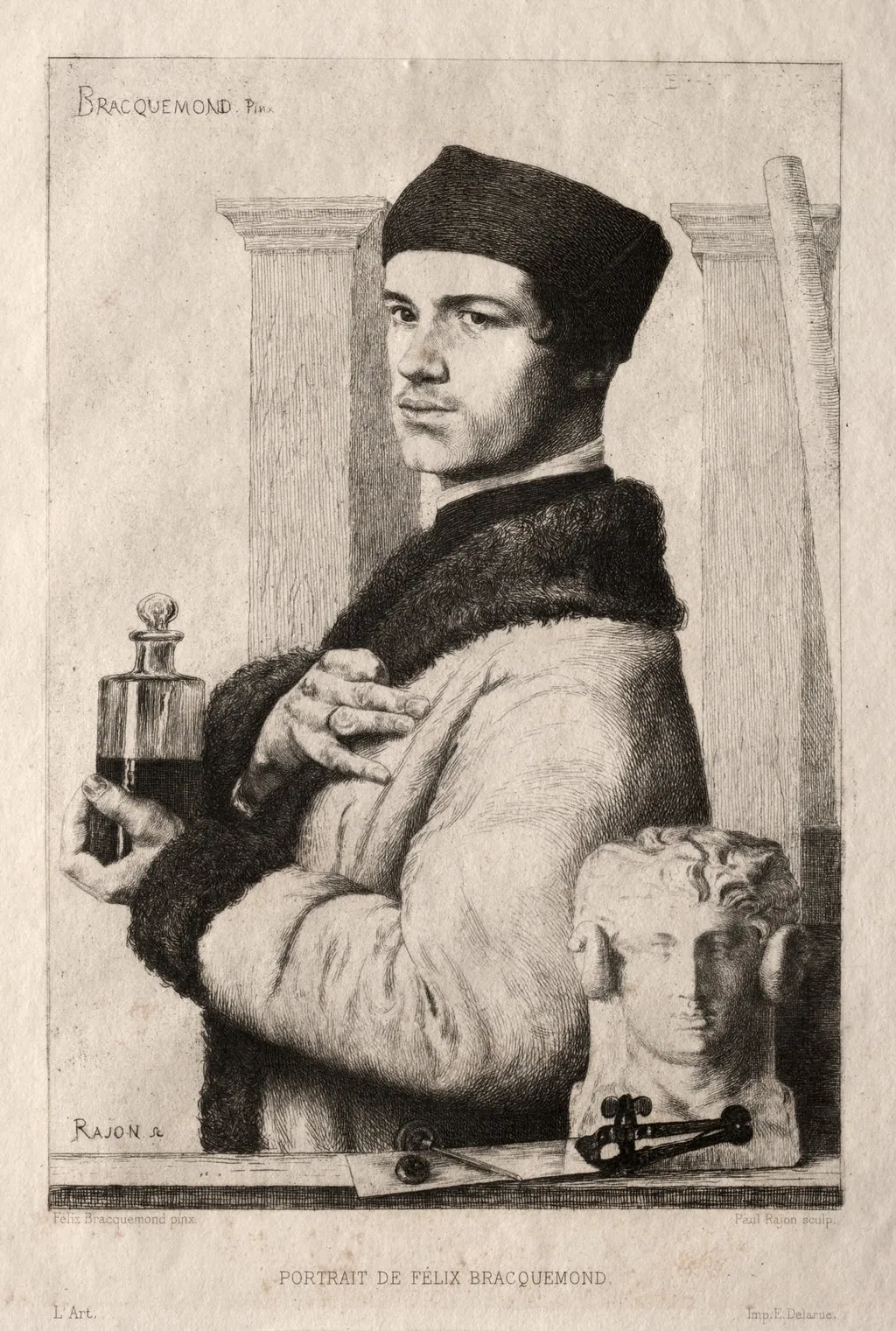 Portrait of Félix Bracquemond, by Paul Rajon, 1878