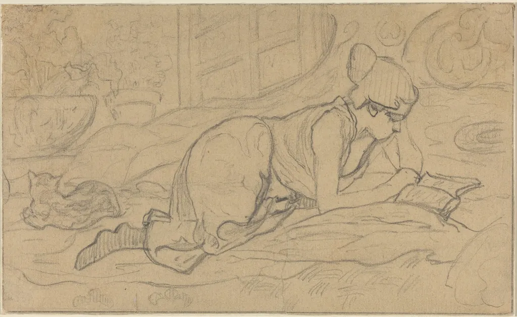 Study for "La Liseuse couchée", by Paul Ranson, graphite, 1894