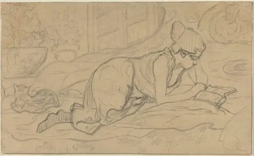 Study for "La Liseuse couchée", by Paul Ranson