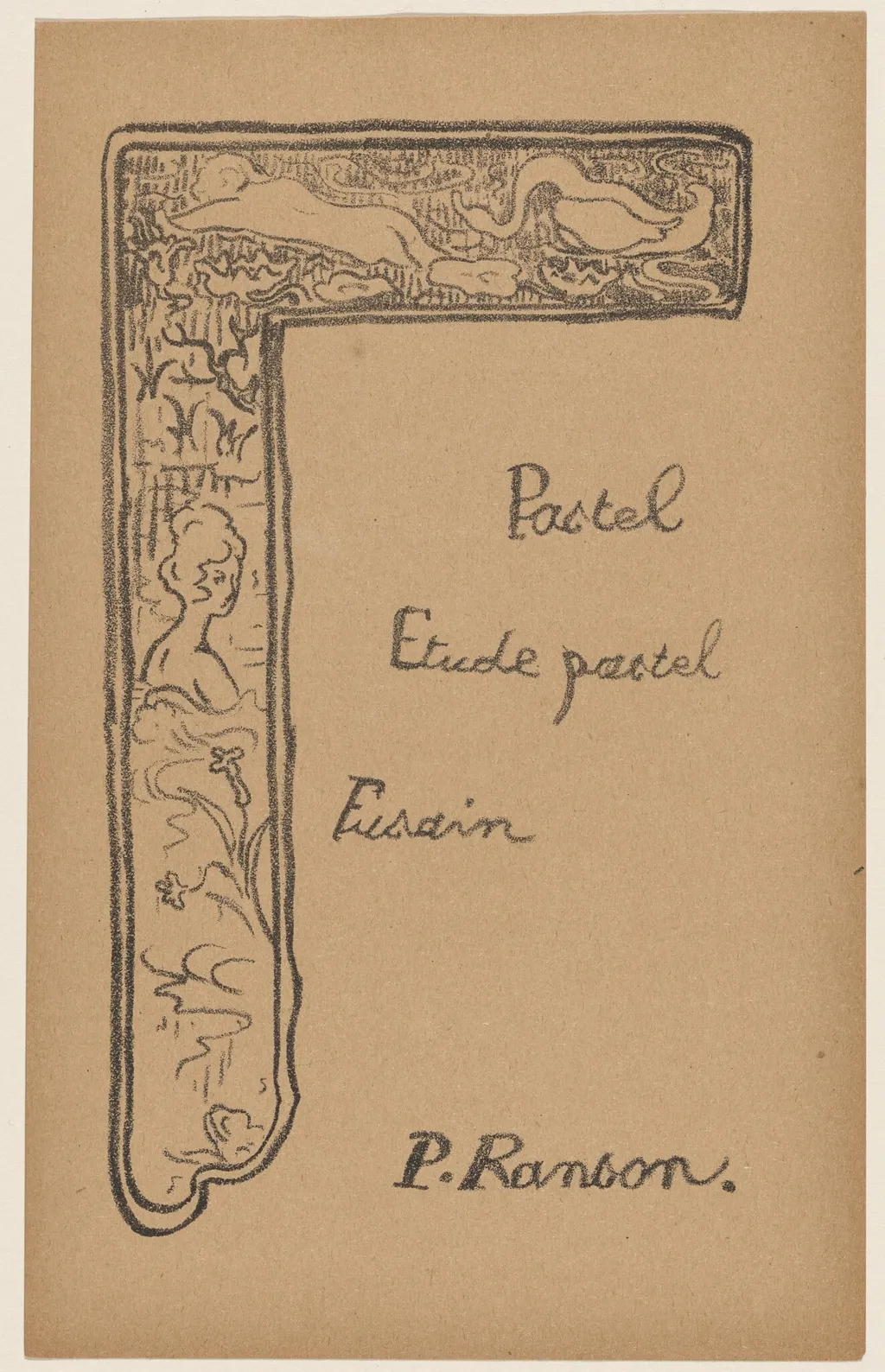 Vignette with Woman and Swans, by Paul Ranson, ink, 1893