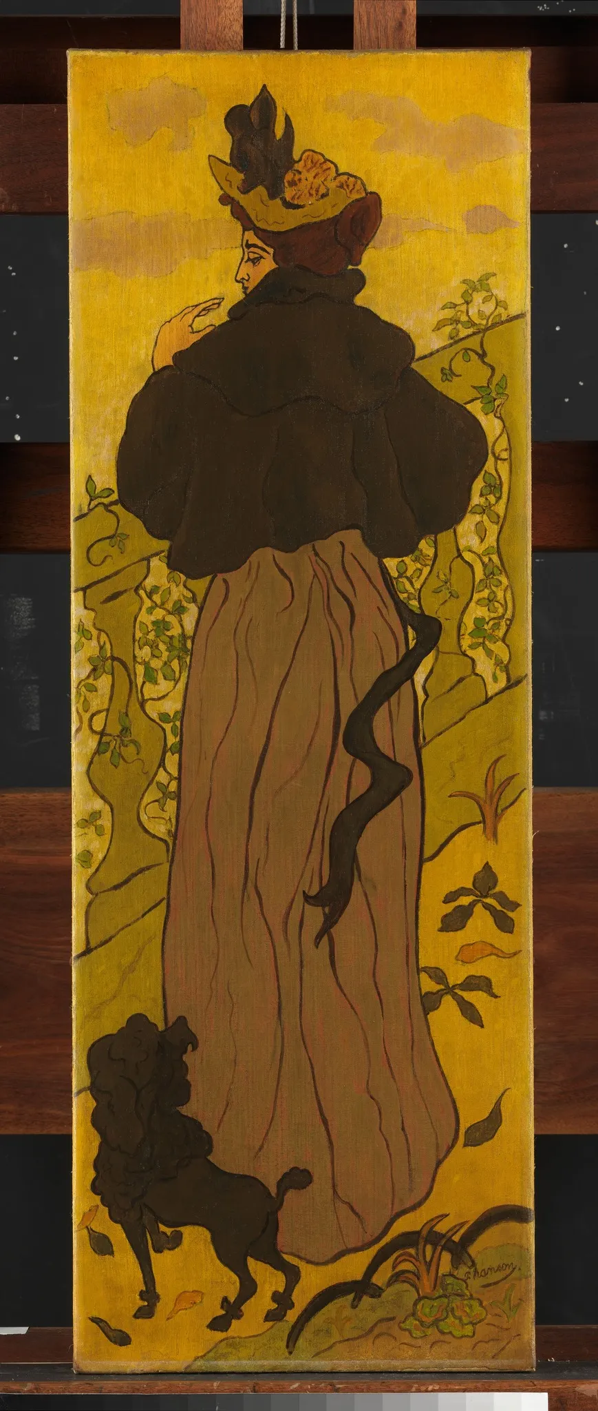 Woman Standing Beside Railing with Poodle, by Paul Ranson, oil, 1898