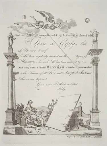 Masonic Certificate, by Paul Revere